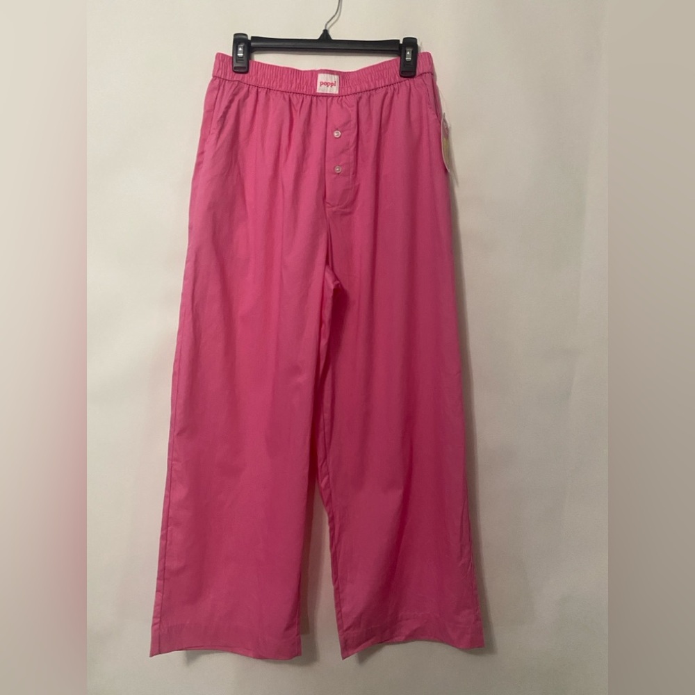 NWT Women's Size Medium Poppi Sleep Slay Graphic Pajama Pants Pink Baggy Cotton